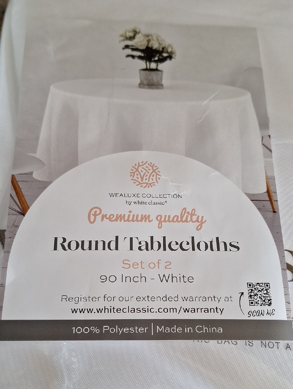 #AFG 90" White Round Tablecloths - Set of 2